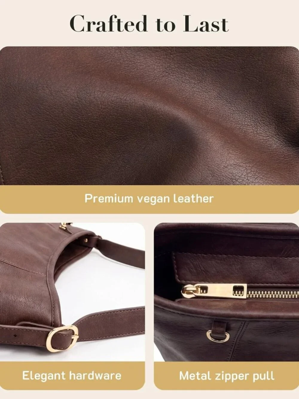 Stylish PU Leather Hobo Bag for Women | Multi-Pocket Crossbody & Tote Handbag